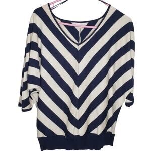 Linda Matthews Chevron Striped Sweater Large